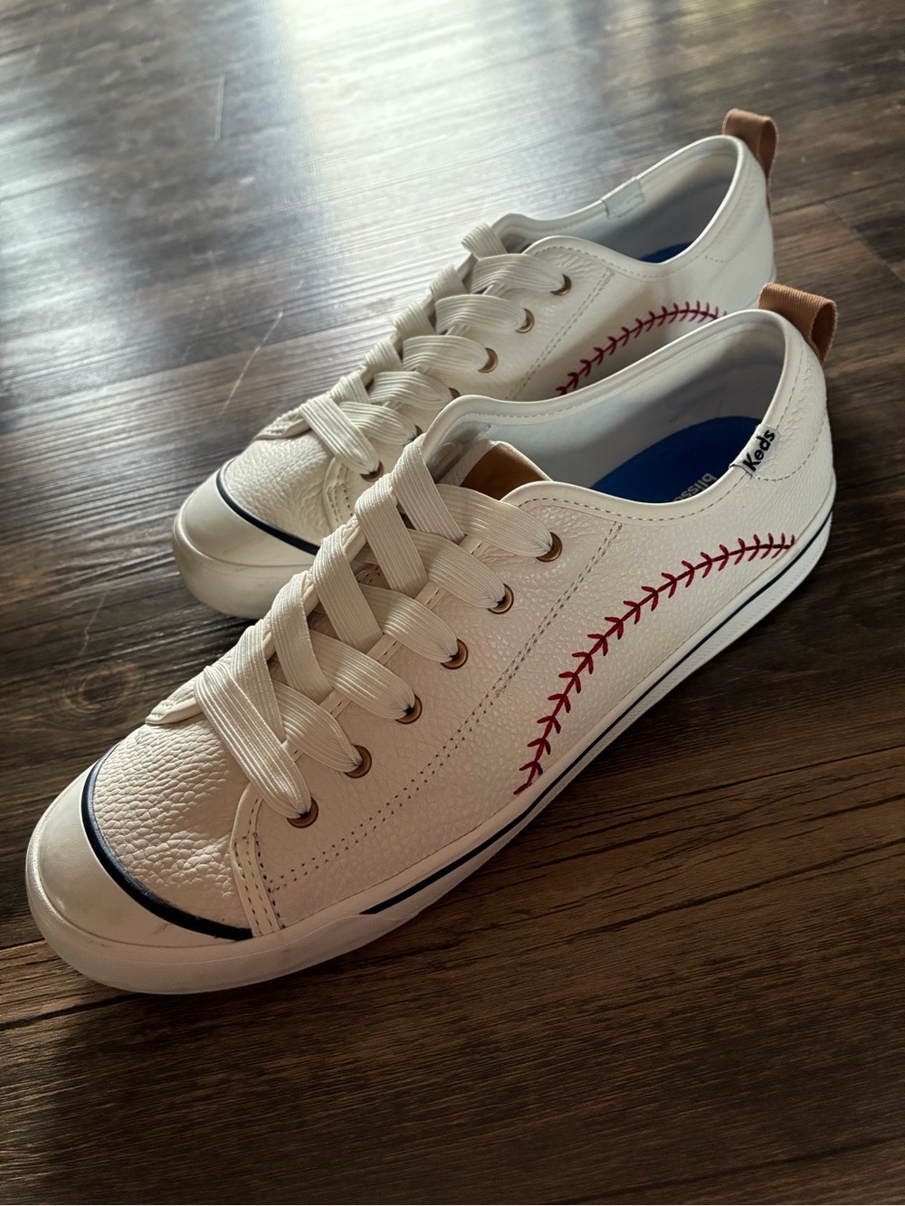 Women's Keds White Baseball Stitch Low-Top Sneakers Size 10